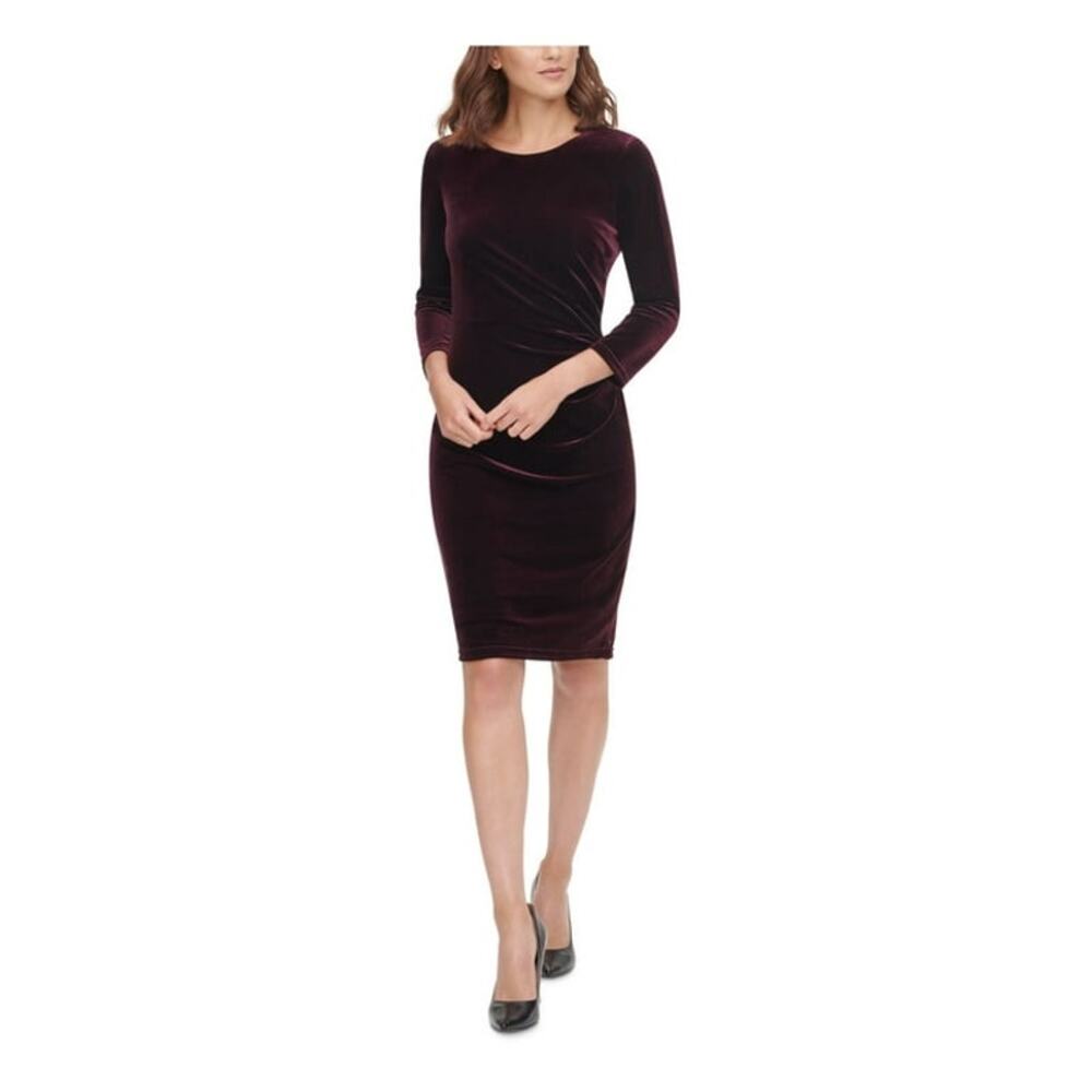 Eliza J Burgundy Velvet Midi Dress